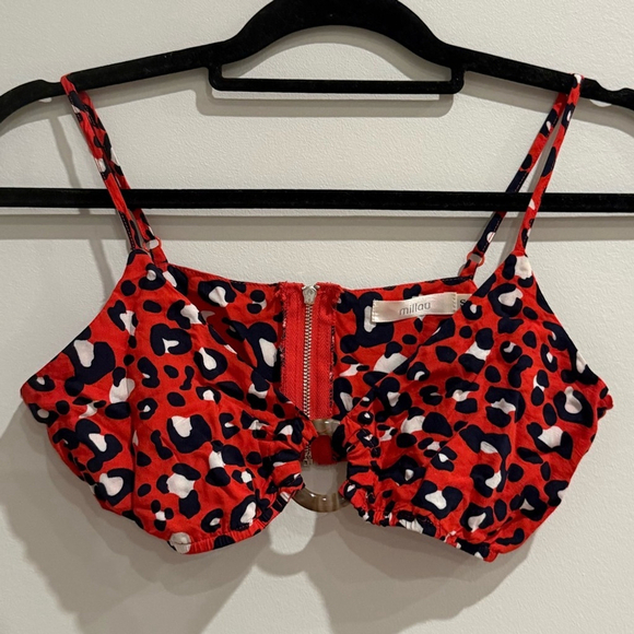 Urban Outfitters Millau Red Leopard Ring Cutout Crop Top - Picture 1 of 5